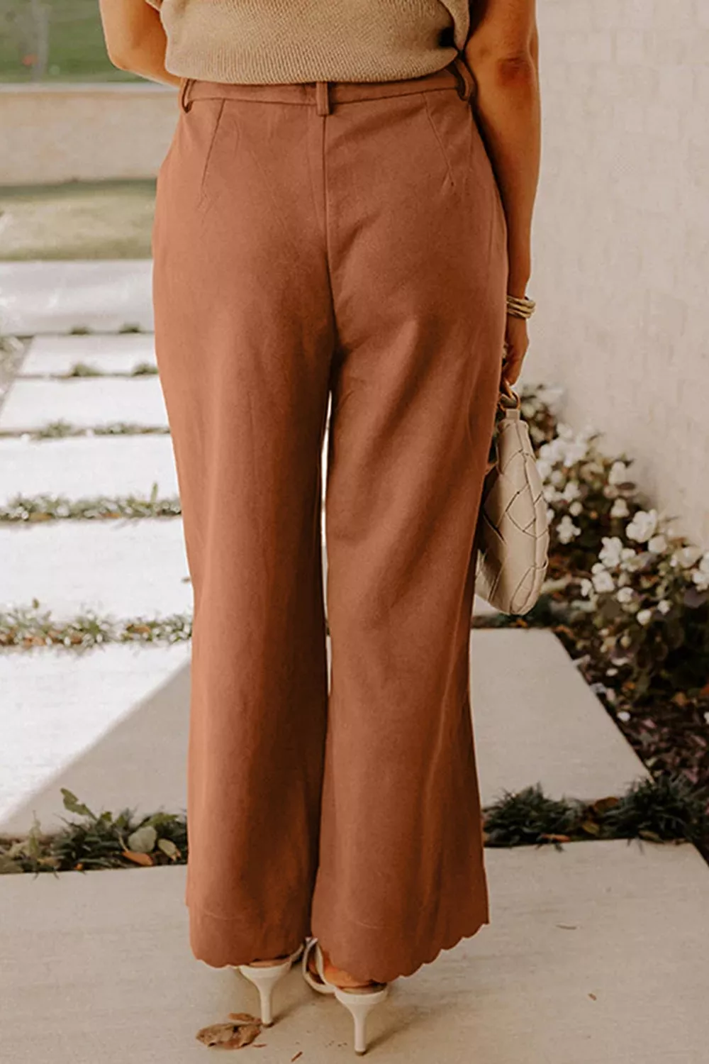 Scalloped Edge Pocket Full-Length Pants, image 3