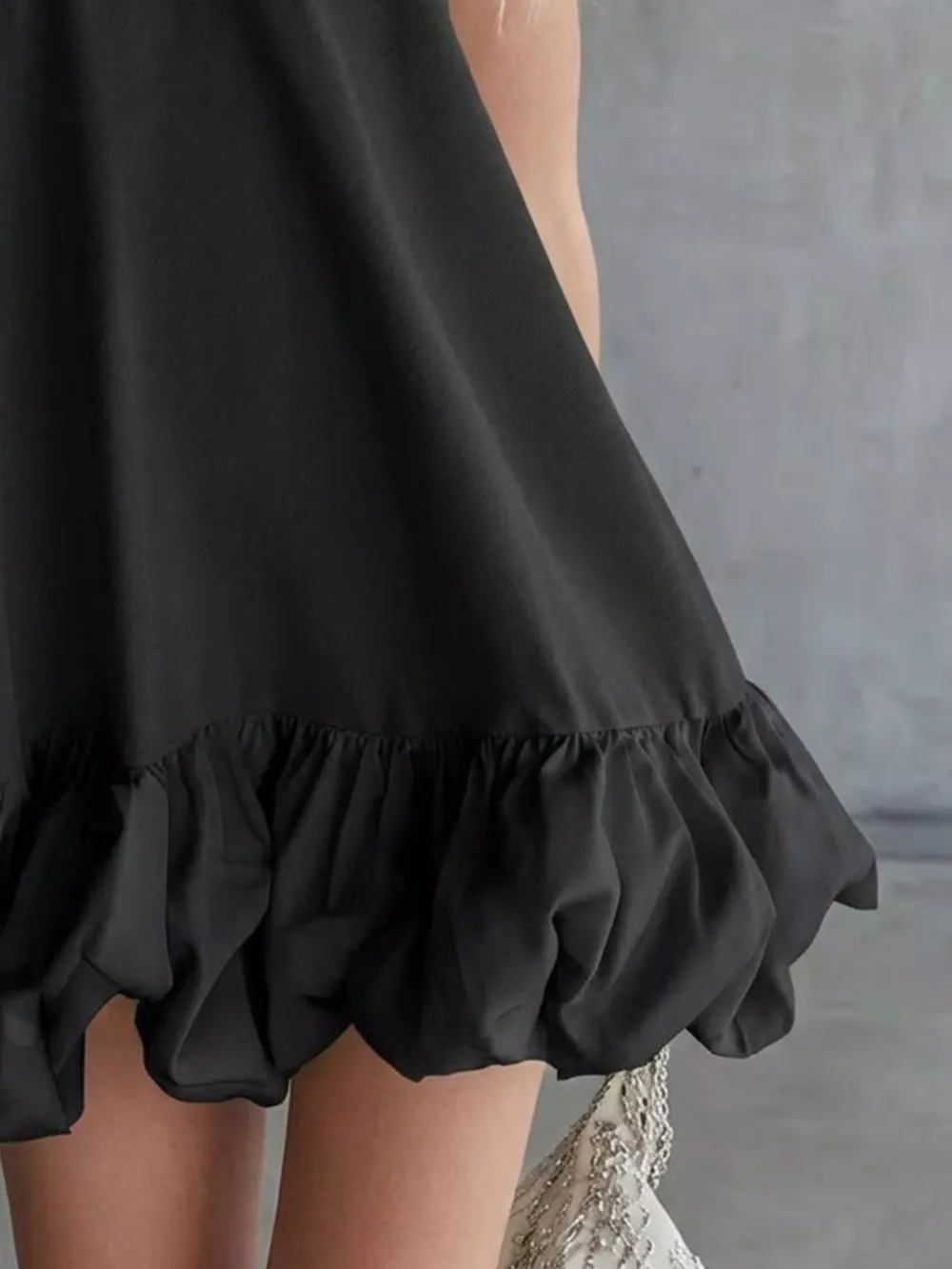 Full Size V-Neck Bubble Hem Mini Dress Plus Size, image 3