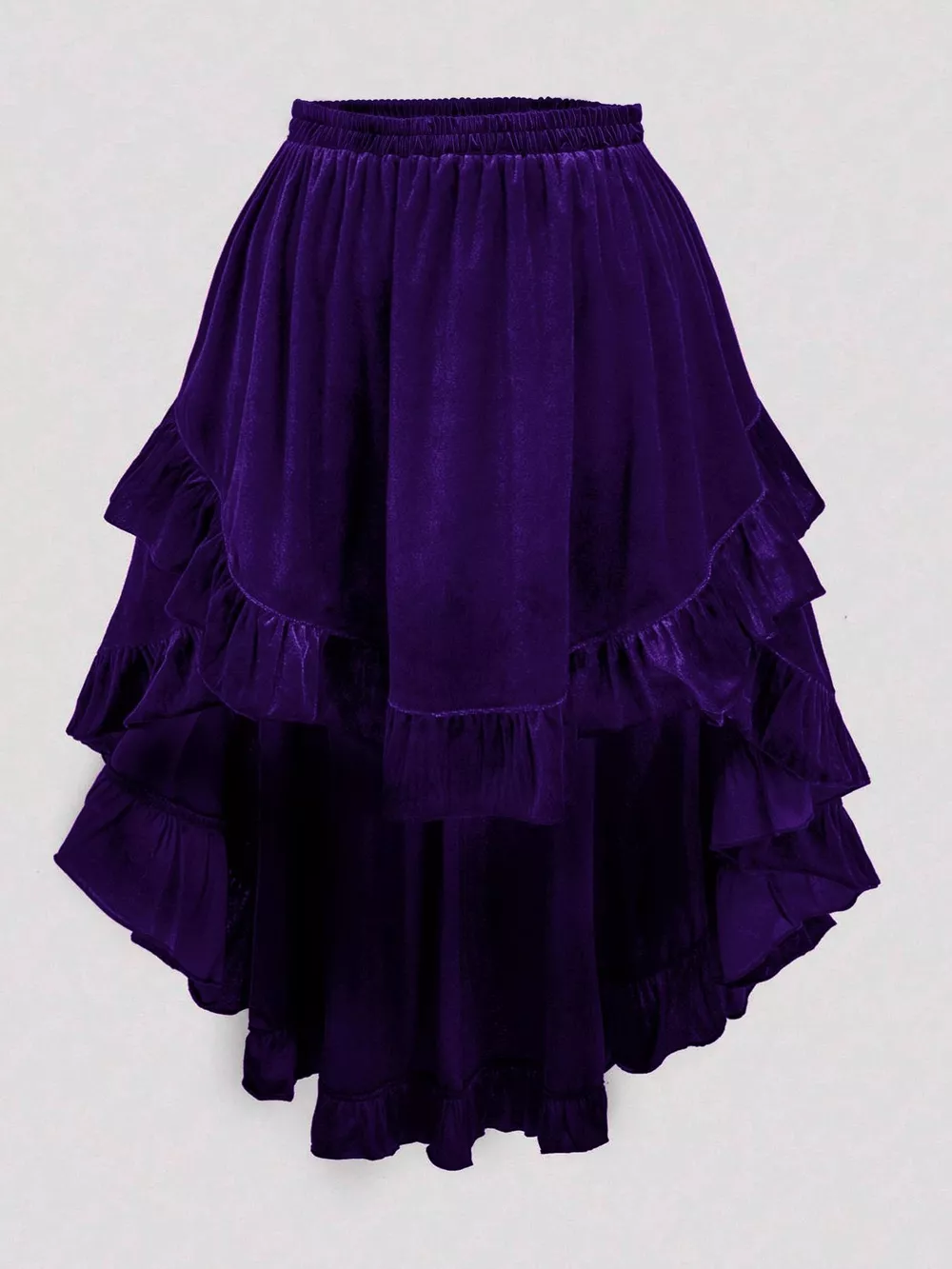 Plus Size Ruffled Velvet Elastic Waist Skirt, image 13