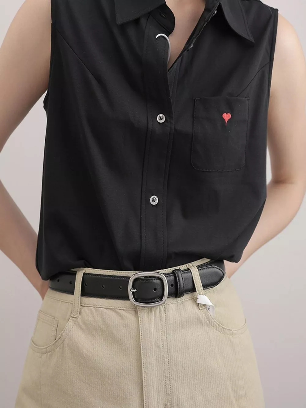 Leather Belt with Oval Buckle, image 2