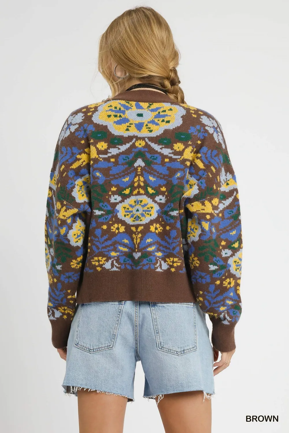 Floral Knit Button-Up Cardigan, image 3
