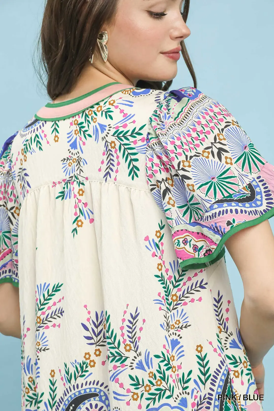 Paisley Flutter Sleeve Mini Dress, image 4