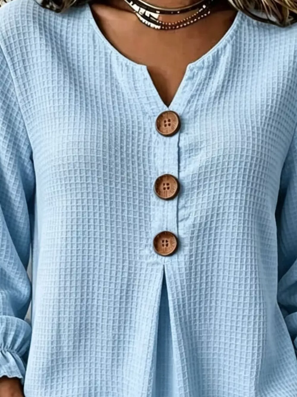 Waffle Knit Long Sleeve Top, image 14