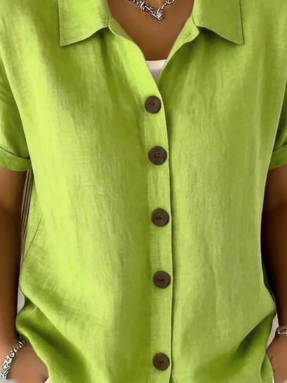 Full Size Button Up Short Sleeve Shirt Plus Size, image 11