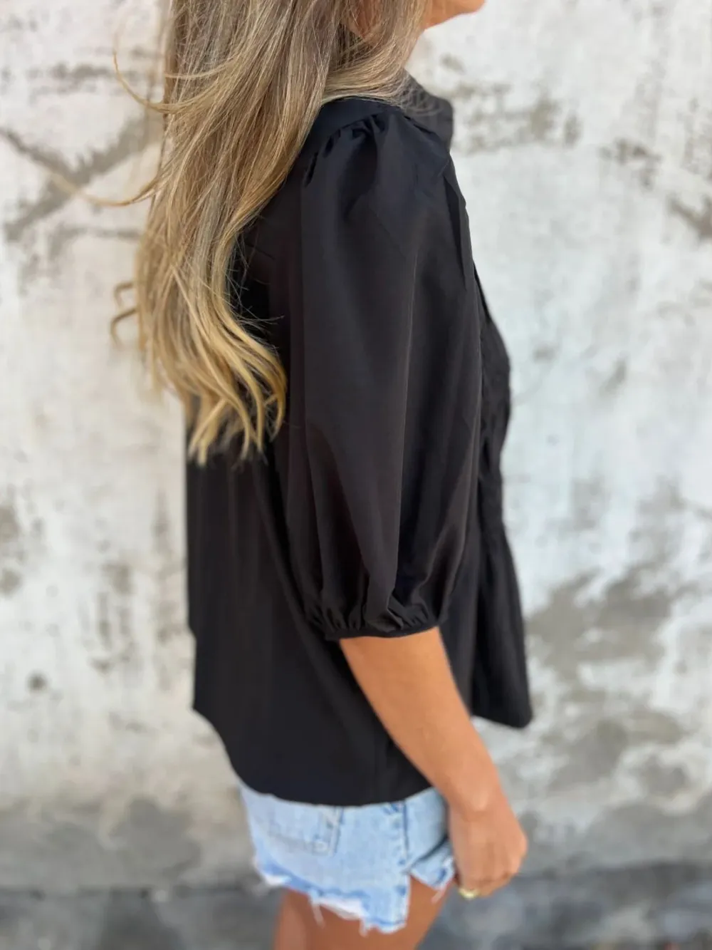 Full Size Smocked Button Front Puff Sleeve Shirt Plus Size, image 16