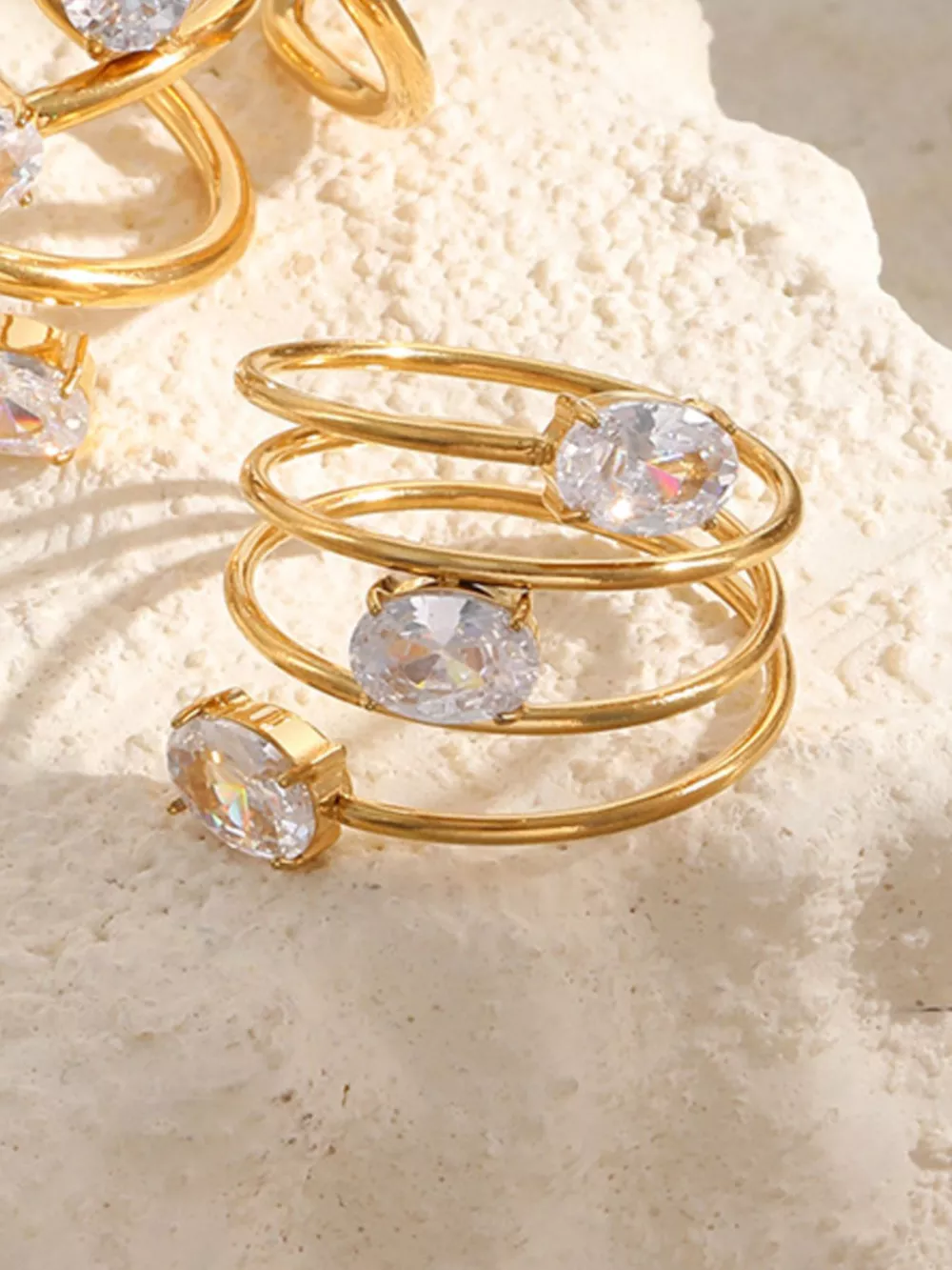 Triple-Layer Oval Open Ring, image 3