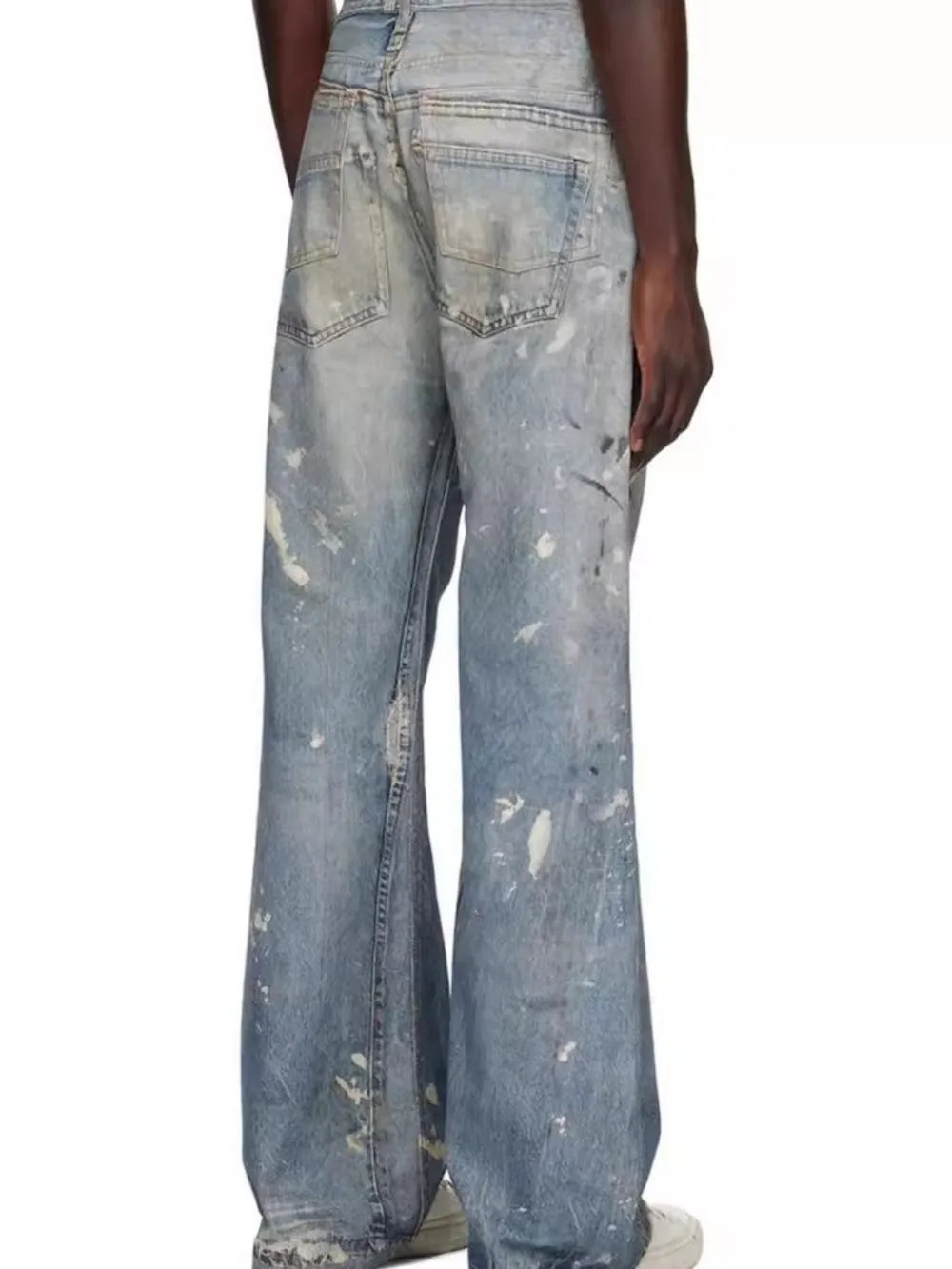 Men's Washed Button Fly Straight Jeans, image 2