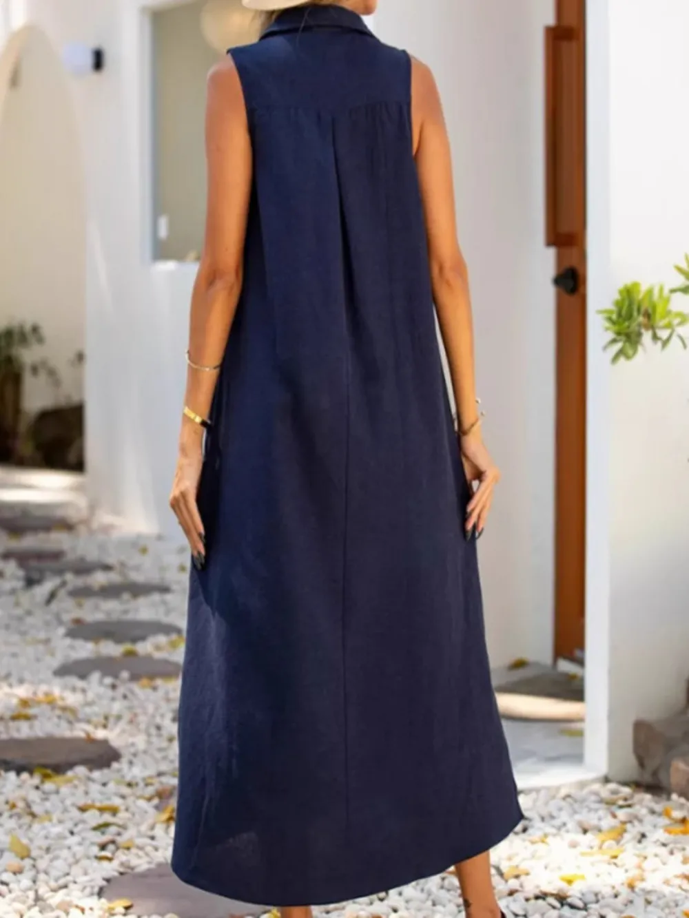 Full Size Side Slit Sleeveless Midi Dress Plus Size, image 4