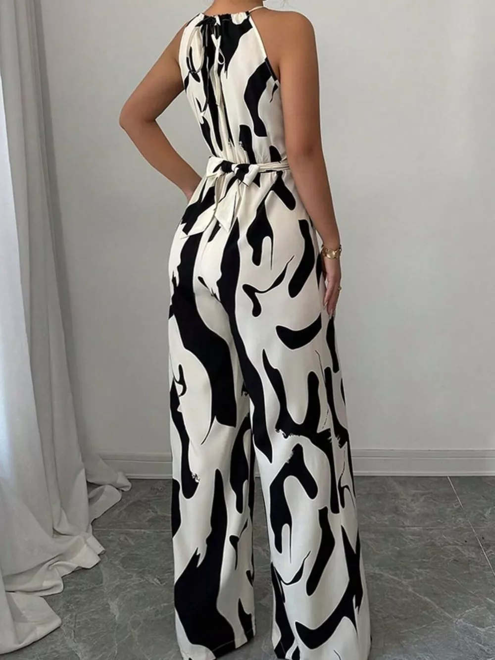 Abstract Print Wide Leg Jumpsuit, image 5