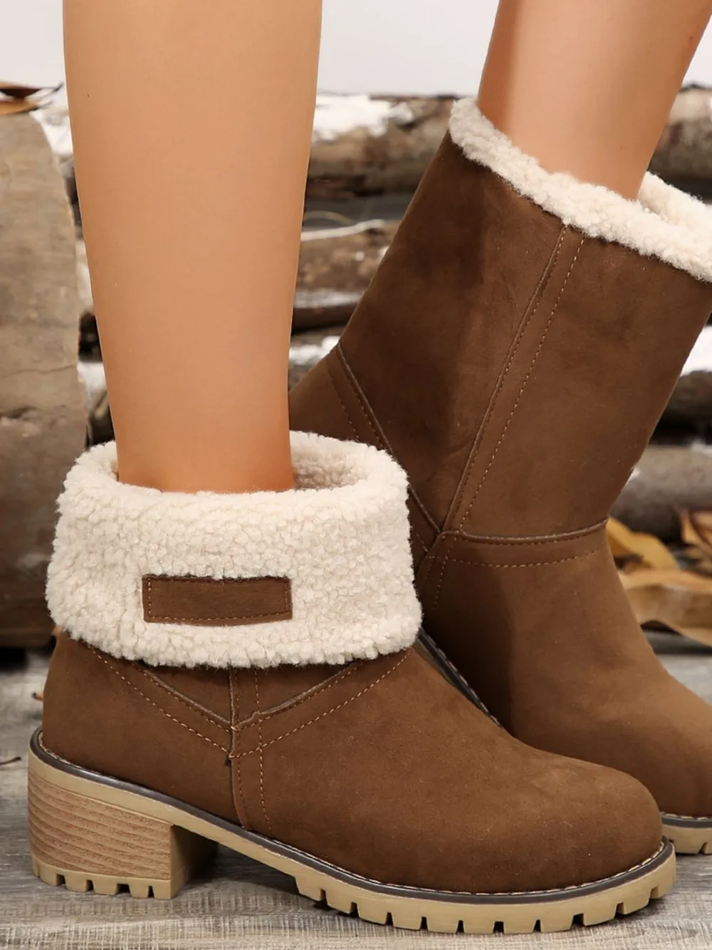 Thermal Fuzzy Block Heel Boots, image 8