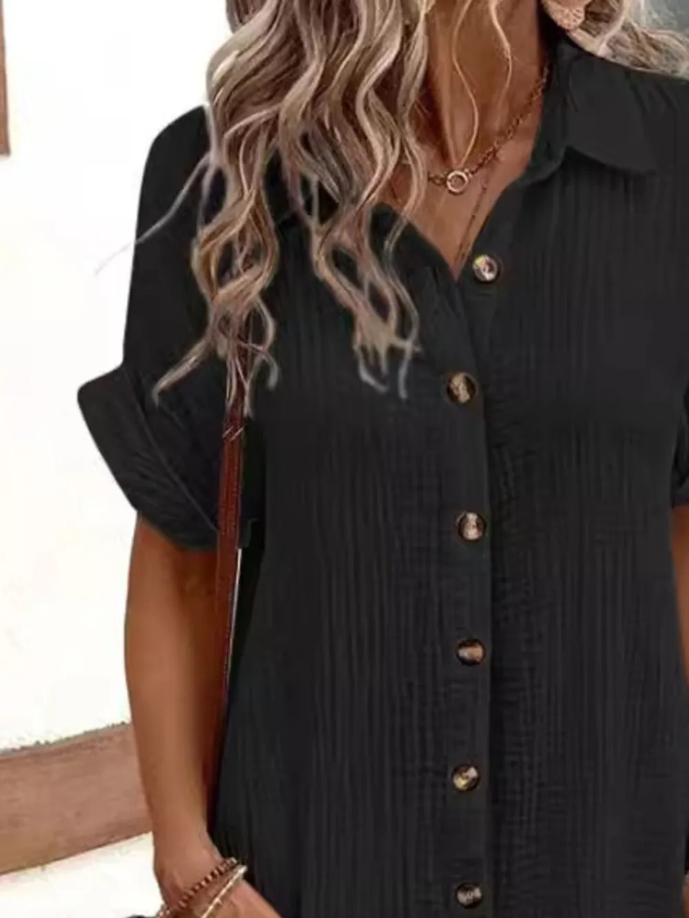 Casual Button Down Shirt Dress with Pockets, image 11