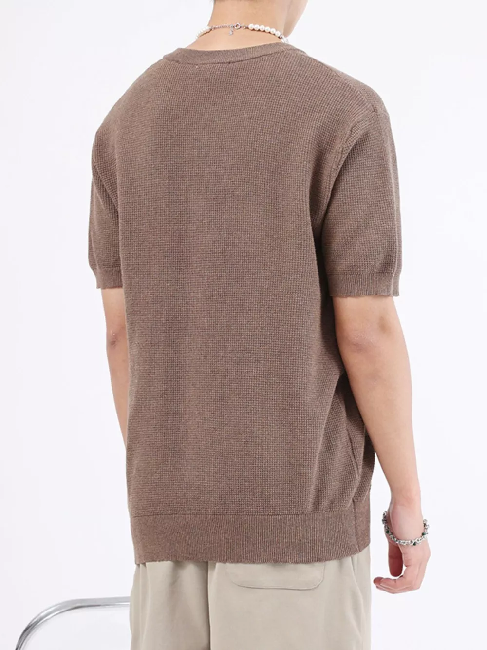 Men's Plus Size Casual Knitted Henley T-Shirt, image 3