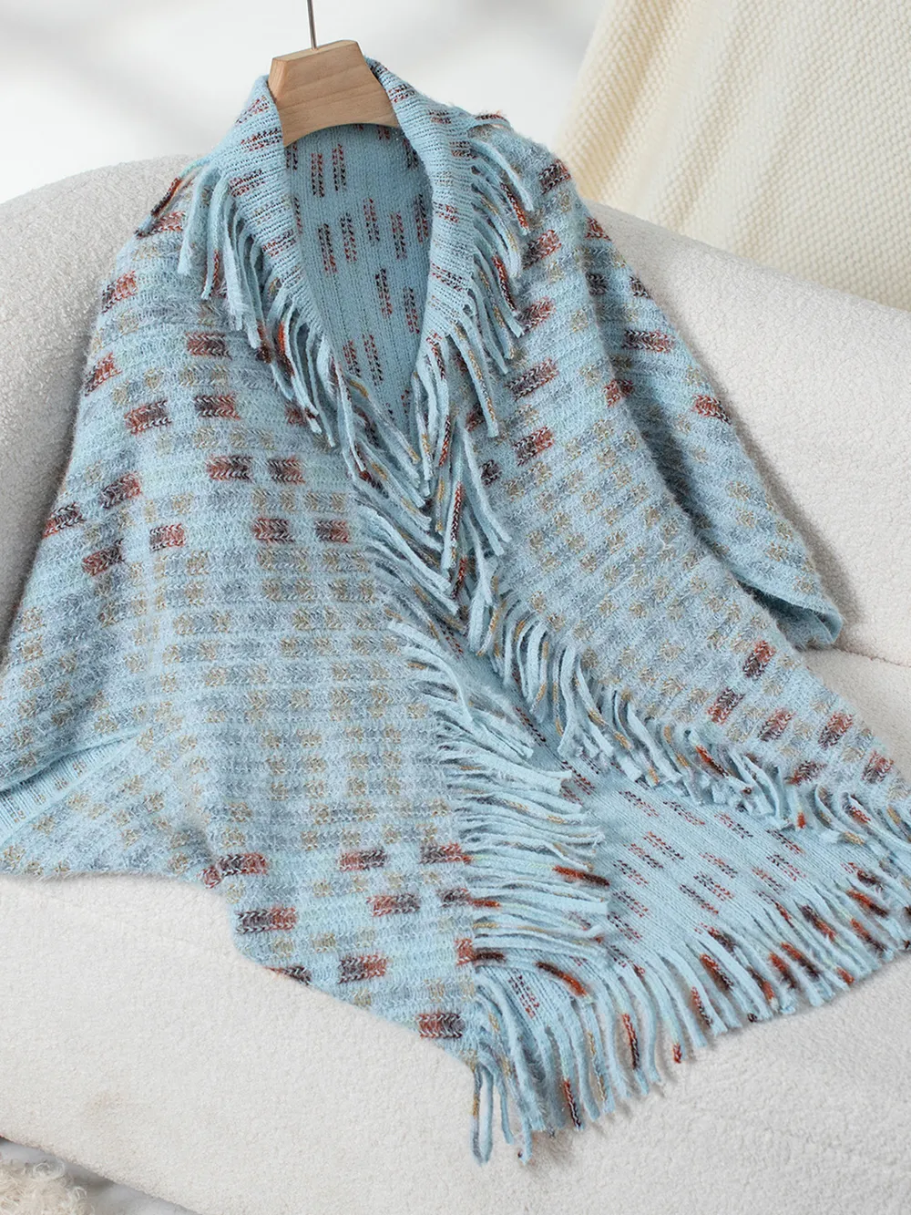 Fringe Open Front Half Sleeve Poncho, image 12