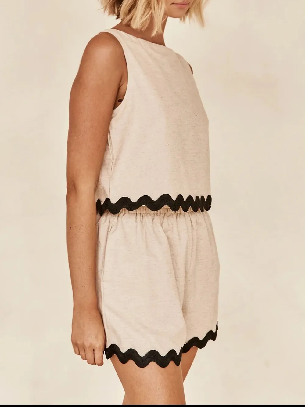 Contrast Trim Round Neck Tank and Shots Set, image 4
