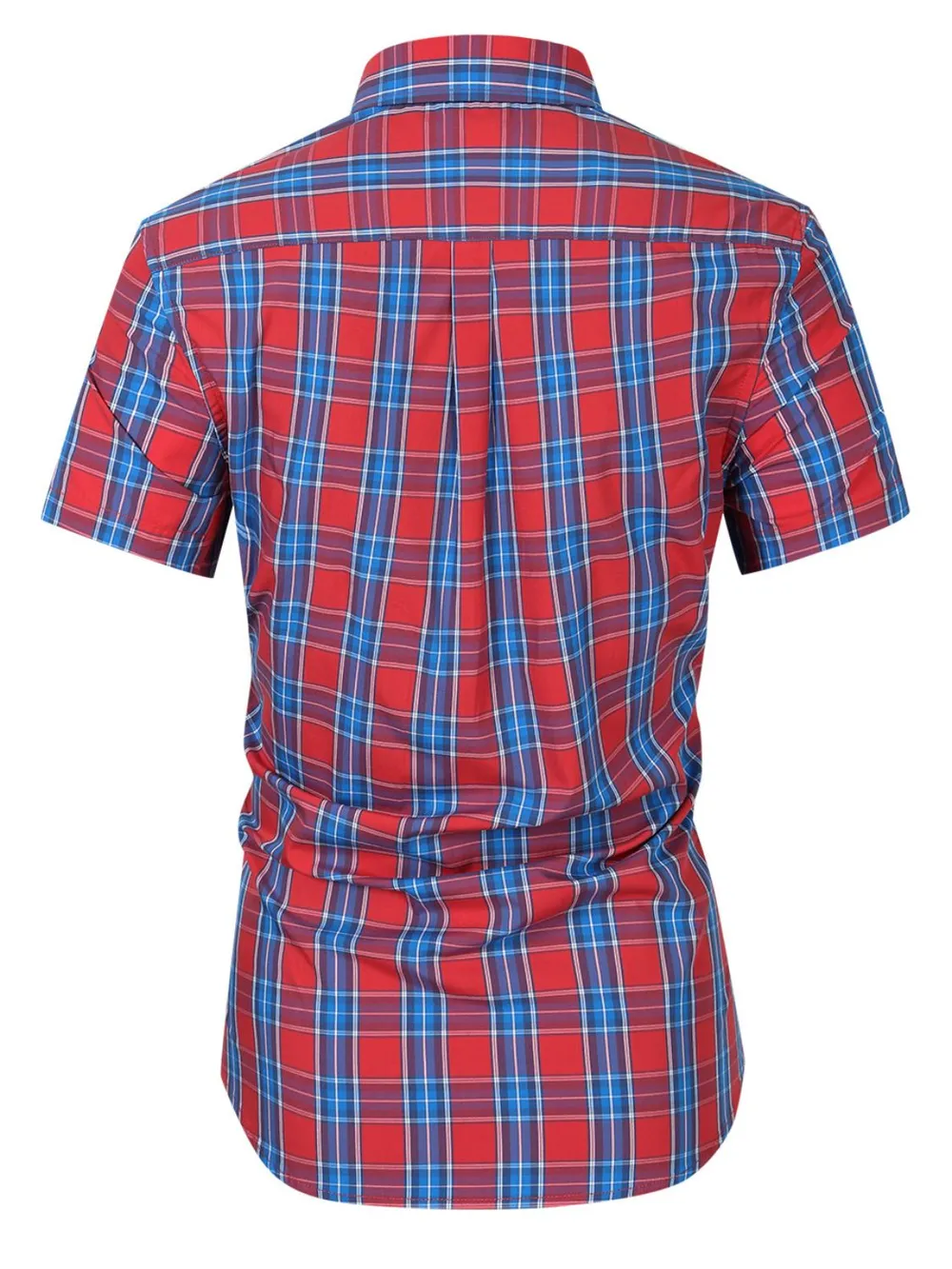 Men's Plaid Collared Neck Short Sleeve Shirt, image 7