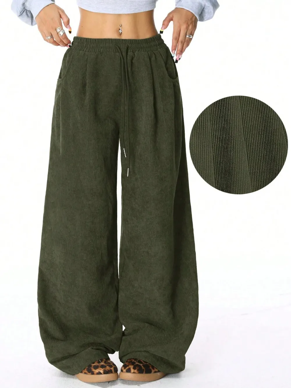 Drawstring Wide Leg Pants
