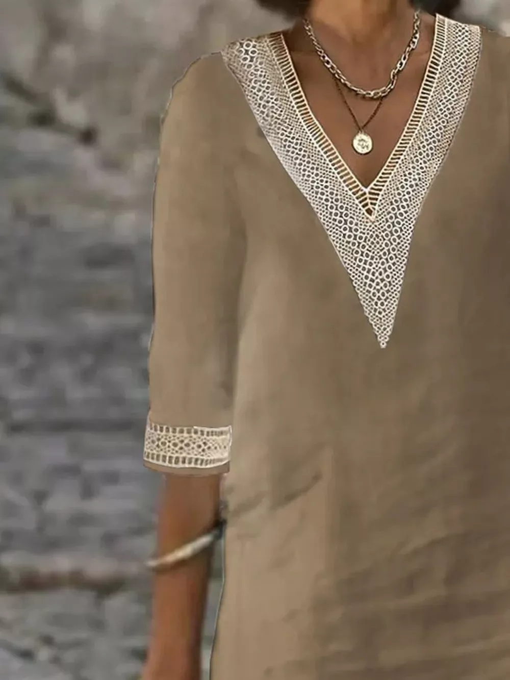 Full Size V-Neck Half Sleeve Dress Plus Size, image 8