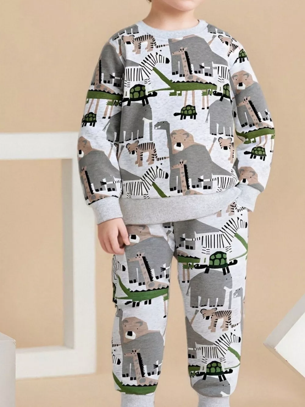Children's Animal Print Top and Pants Set