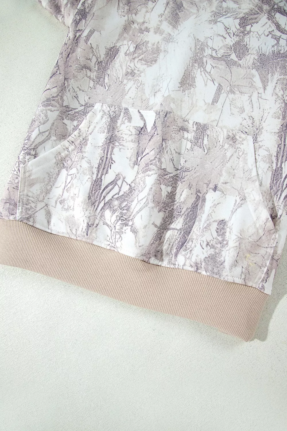 Abstract Print Ribbed Cuffs Hem Long Sleeve Hoodie, image 11