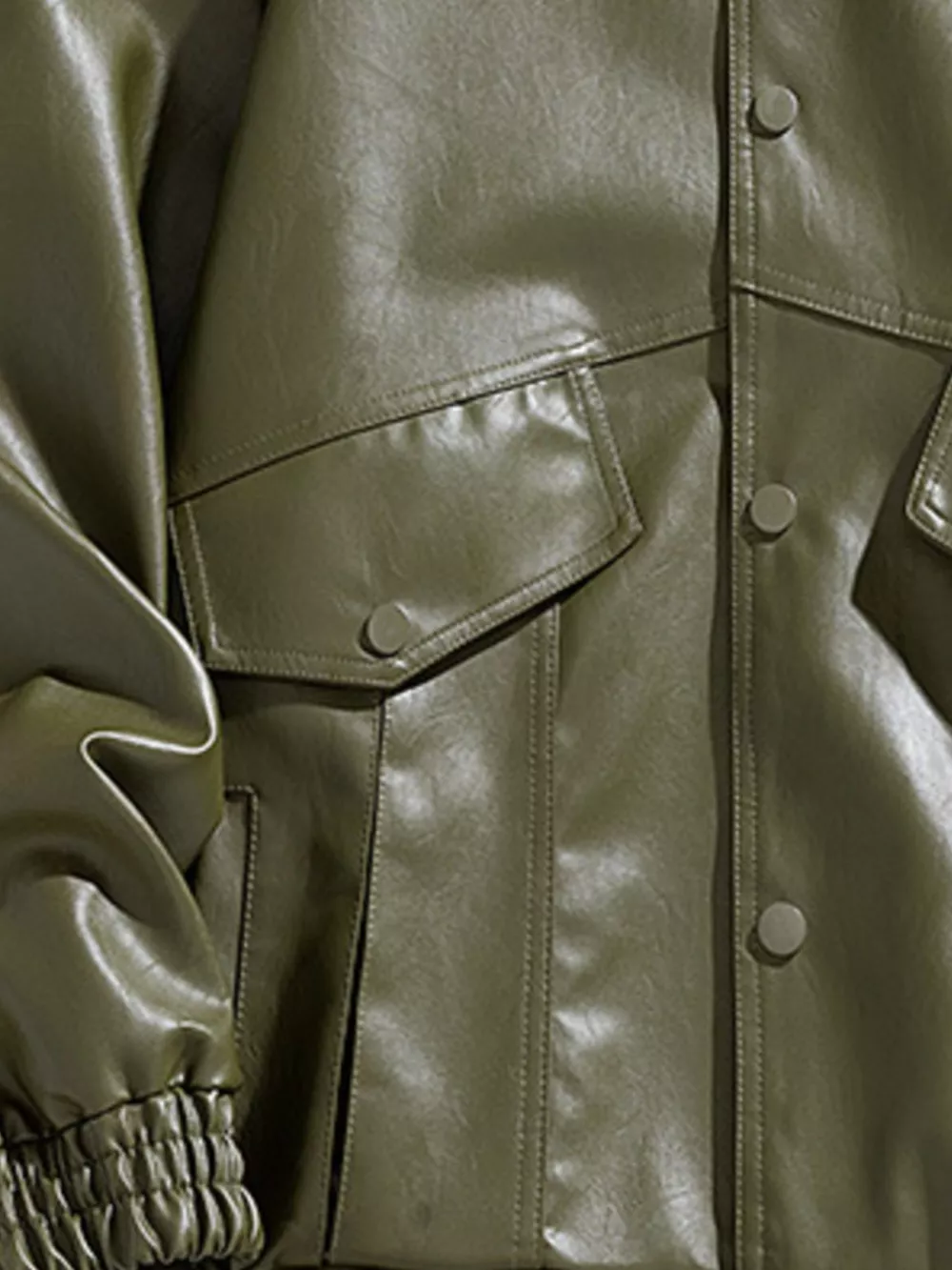 Men's Plus Size Unisex Oversized Faux Leather Bomber Jacket, image 2