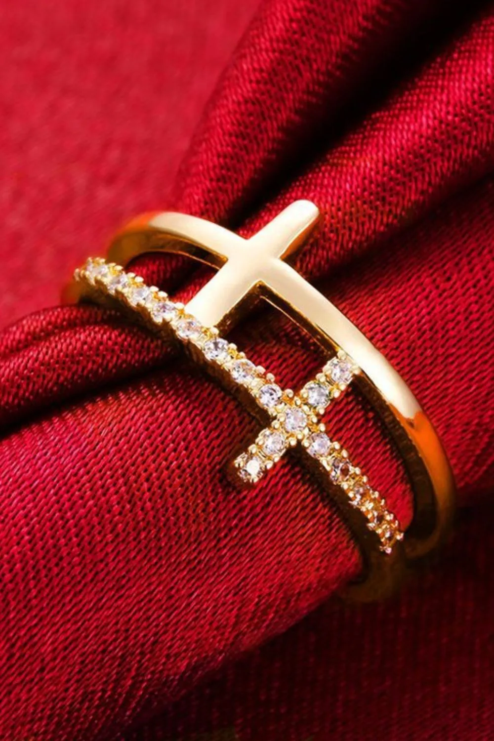 925 Sterling Silver Inland Zircon Cross Ring, image 6