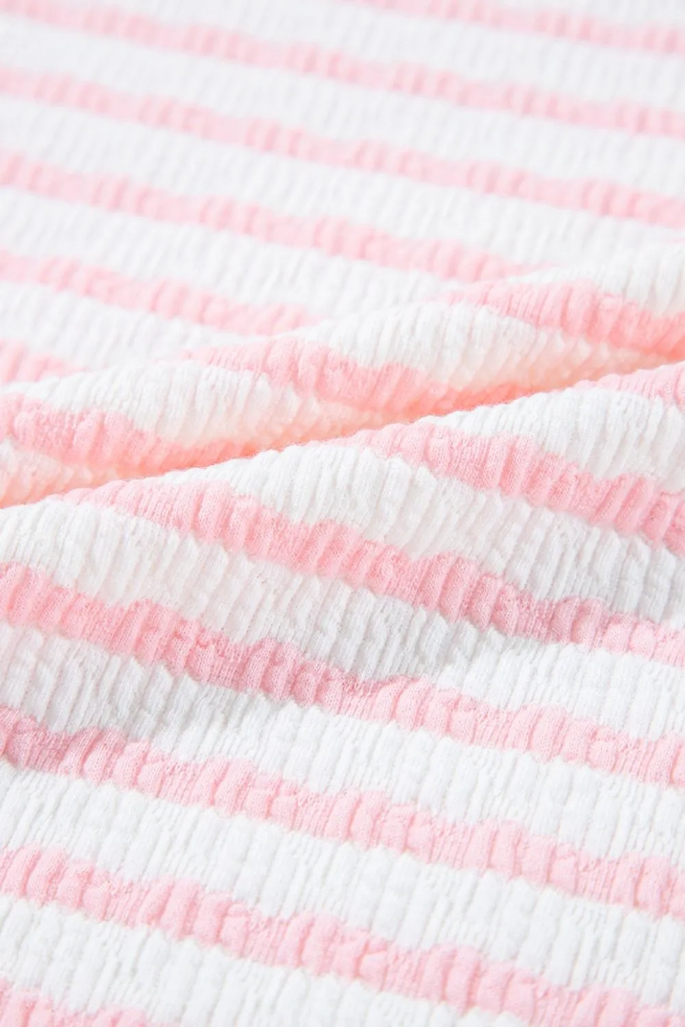 Stripe Knitted Short Sleeve Top and Drawstring Shorts Set, image 7