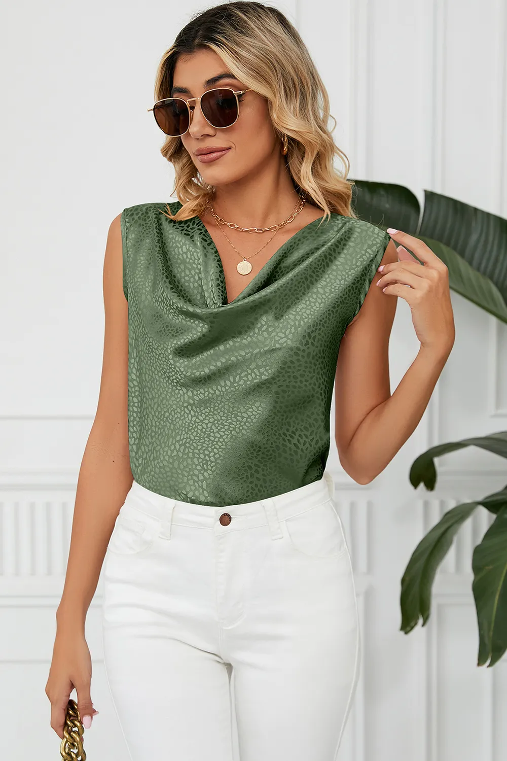 Ruched Cowl Neck Tank, image 14
