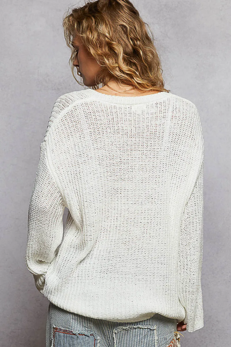 Oversized V-Neck Knit Top, image 4