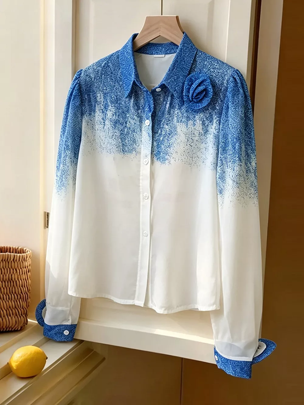 Flower Gradient Button Up Shirt, image 2