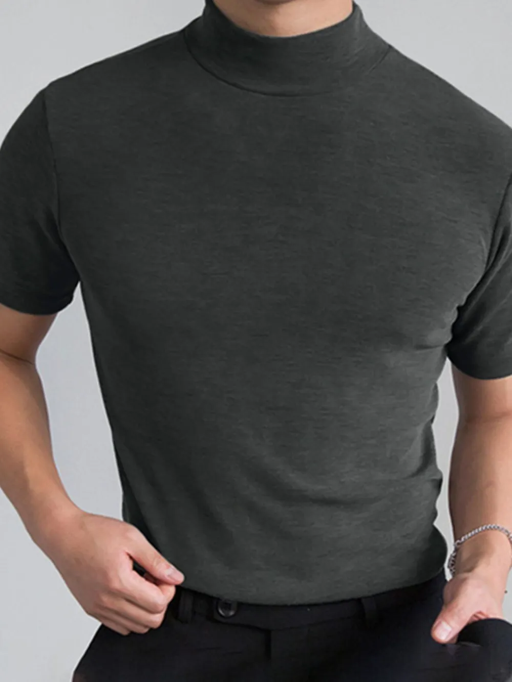 Men's Full Size Mock Neck Short Sleeve T-Shirt Plus Size, image 4