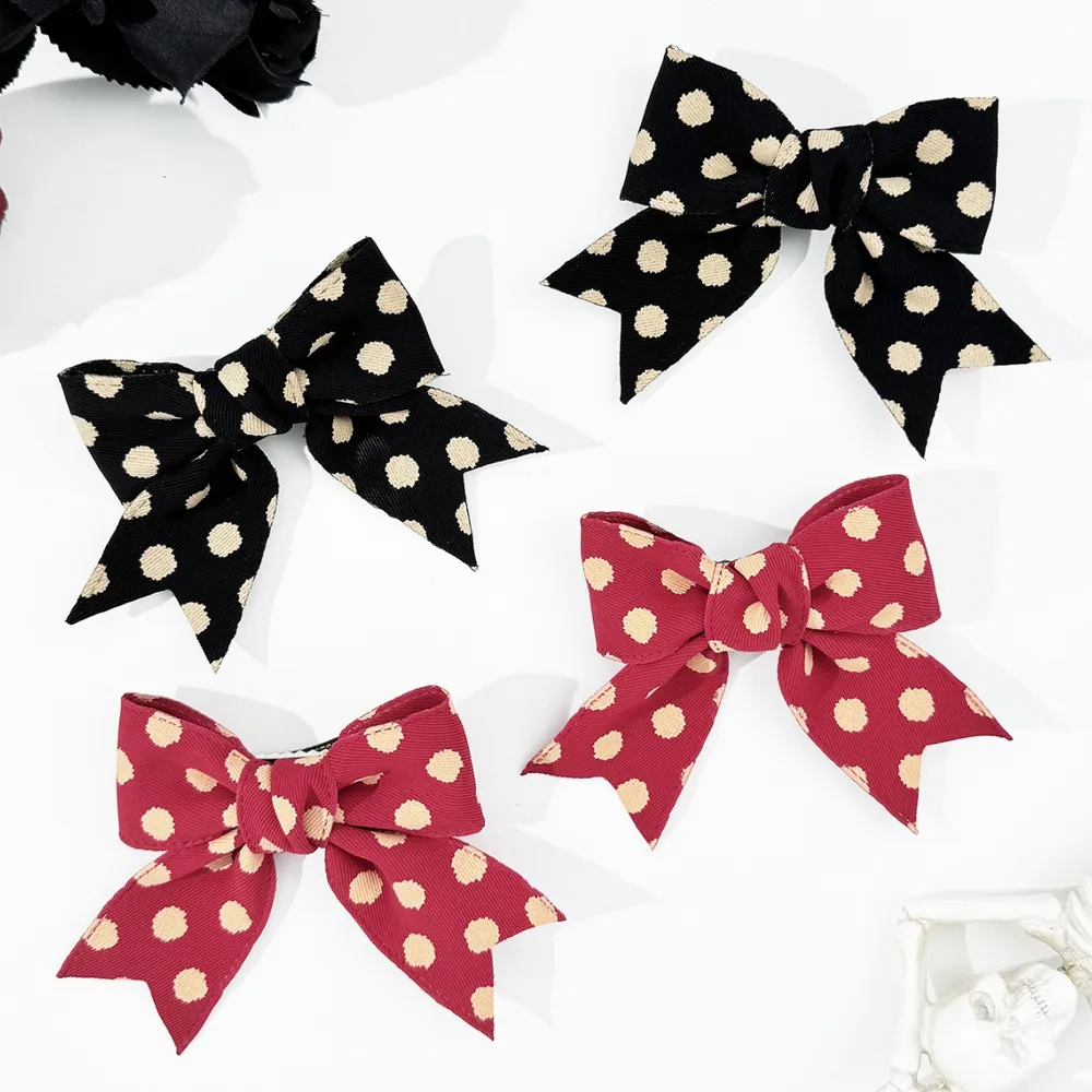2-Piece Polka Dot Bow Hair Clip, image 2