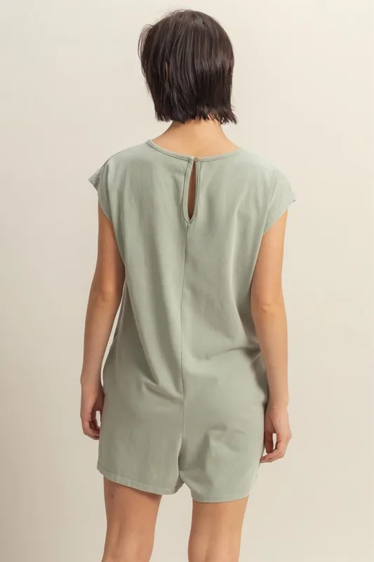 Round Neck Cap Sleeve Relaxed Fit Breezy Romper, image 3