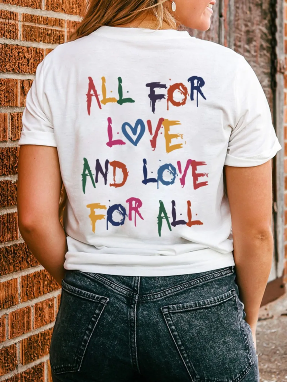 Letter Round Neck Short Sleeve T-Shirt, image 3