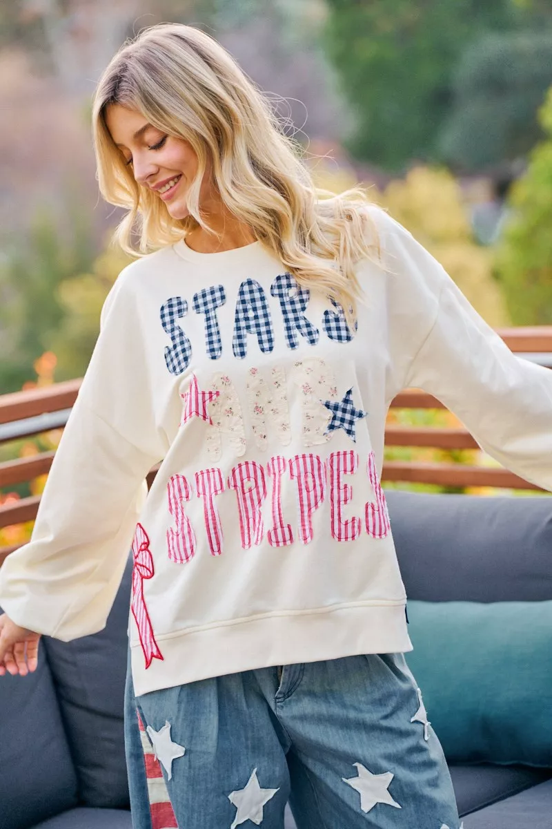 BiBi 4th Of July Stars And Stripes Patches Sweatshirt, image 16