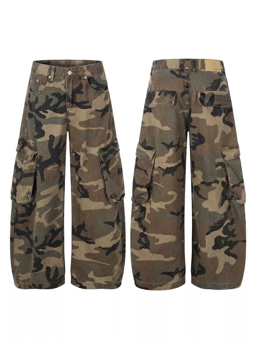 Men's High-Waisted Camouflage Cargo Wide-Leg Pants, image 4