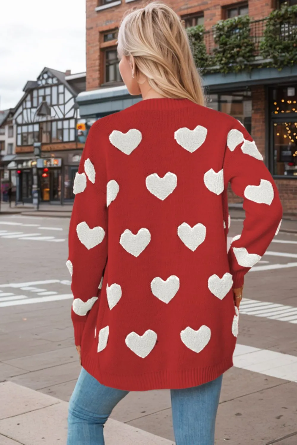 Heart Button Down Long Sleeve Cardigan, image 16