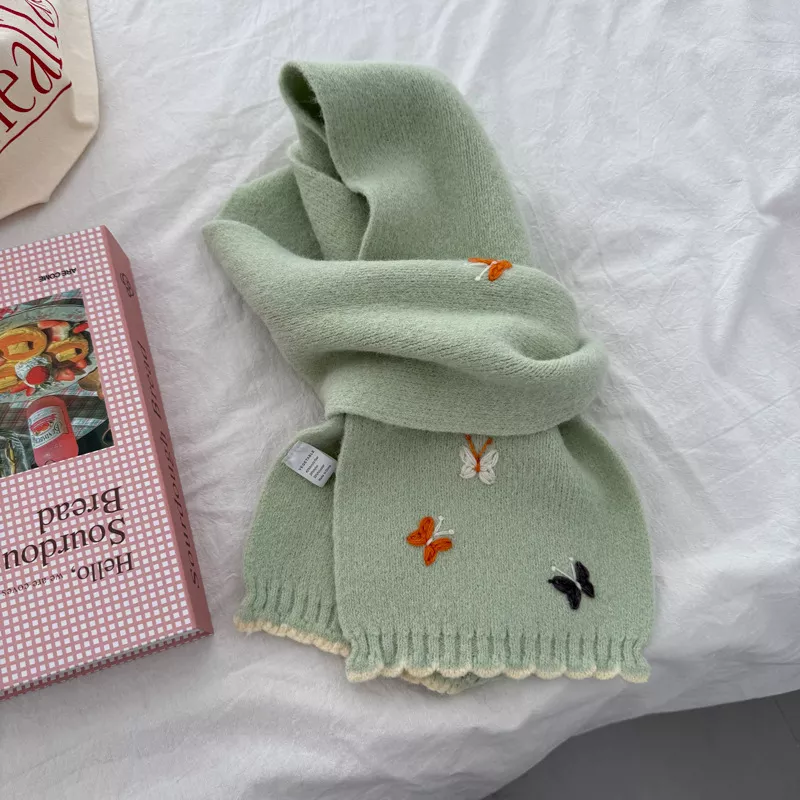 Butterfly Embroidered Knitted Scarf, image 9