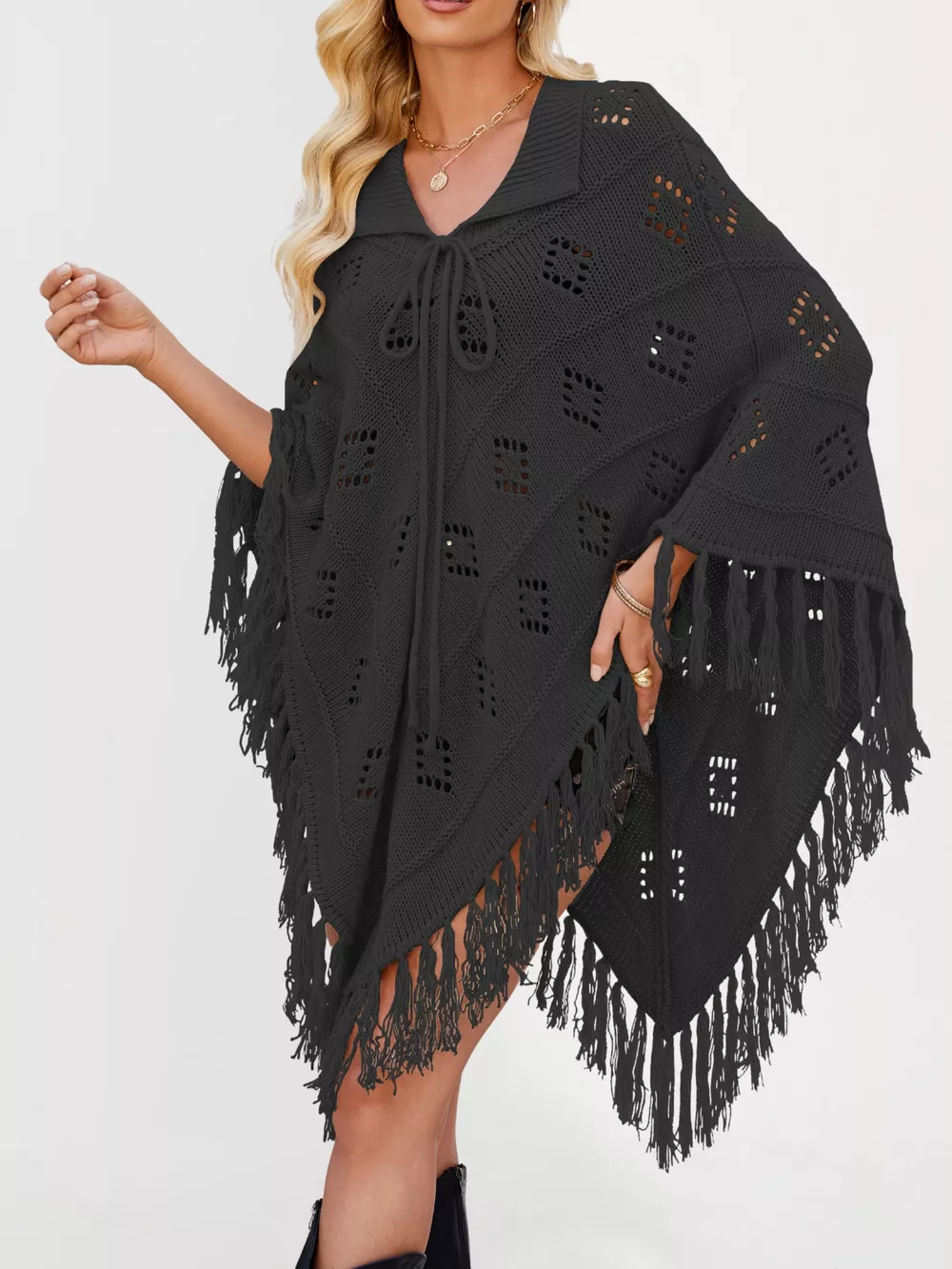 Fringe Openwork Knit Cover Up, image 13