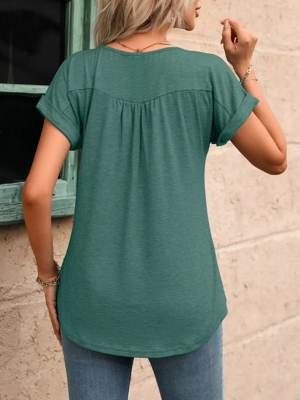 Casual Button Detail Henley T-Shirt, image 23