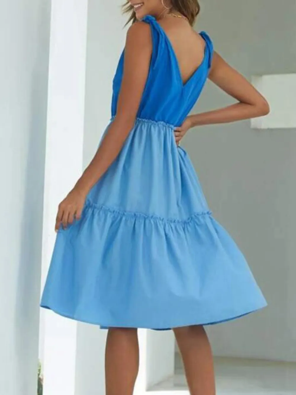 Colorblock Tiered Midi Tank Dress, image 7