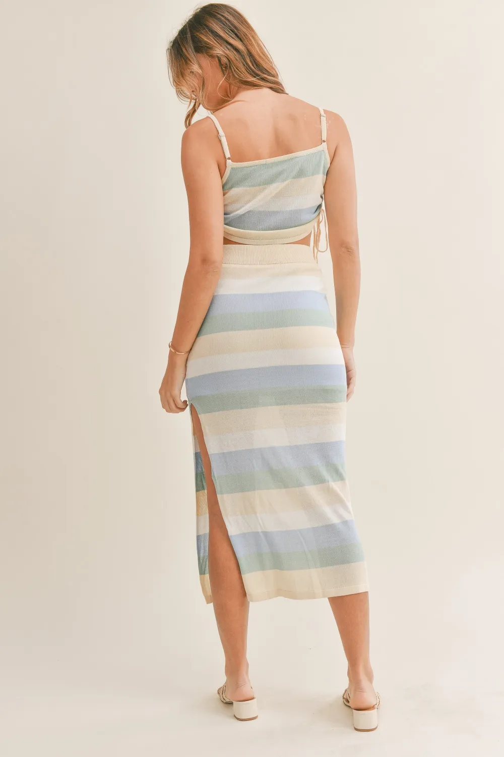 Striped Knit Cami and Midi Skirt Set, image 3