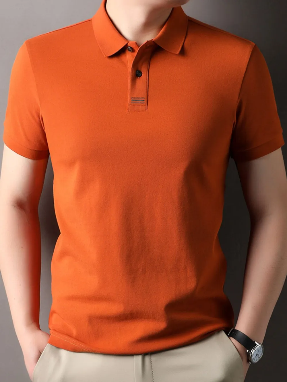 Men's Plus Size Button Detail Short Sleeve Polo, image 3