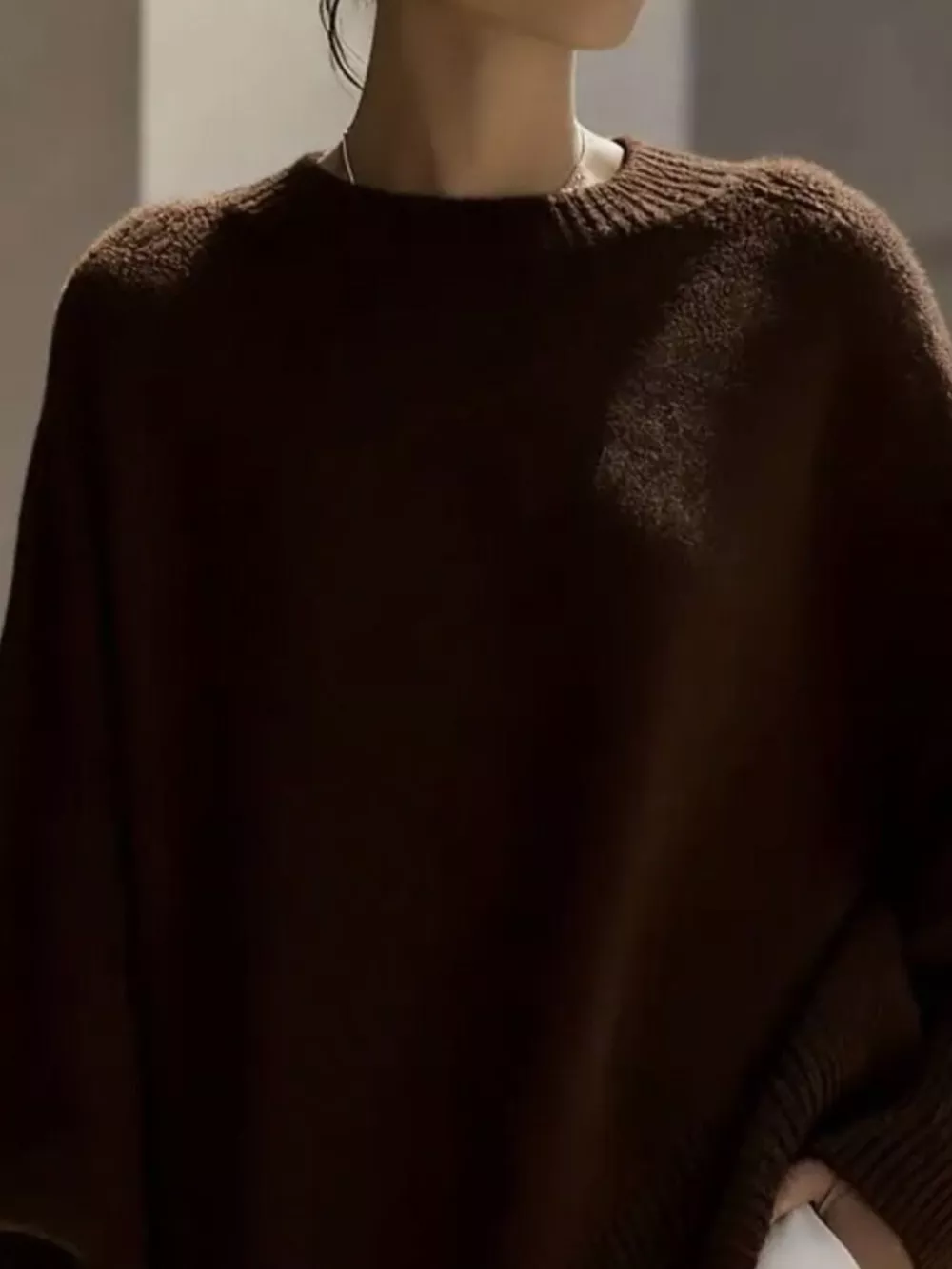Ribbed Batwing Sleeve Oversized Sweater, image 10