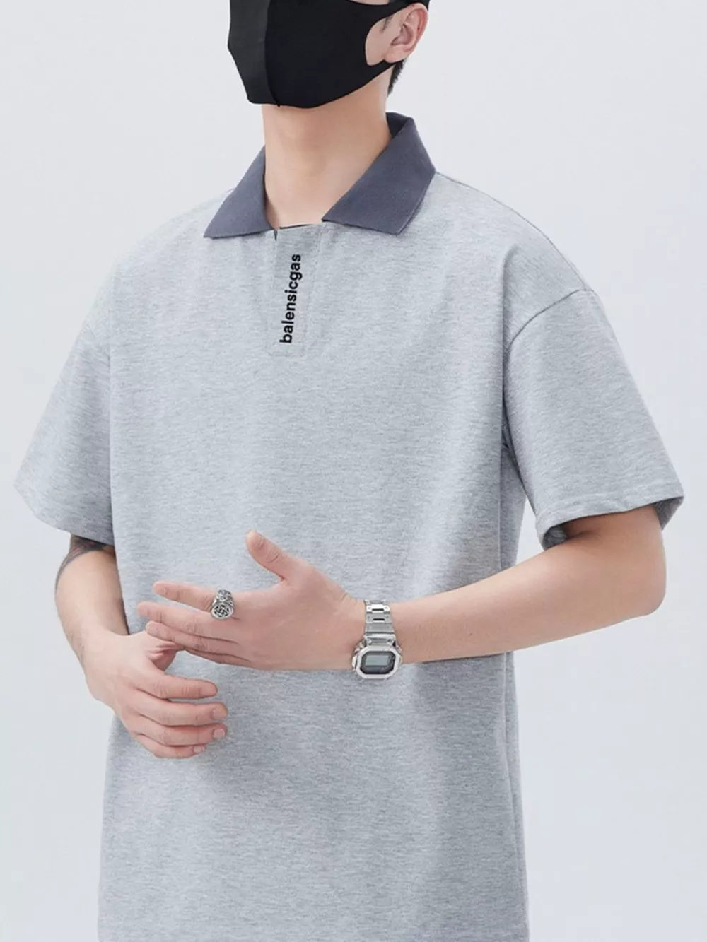 Men's Plus Size Contrast Collar Short Sleeve Polo, image 14