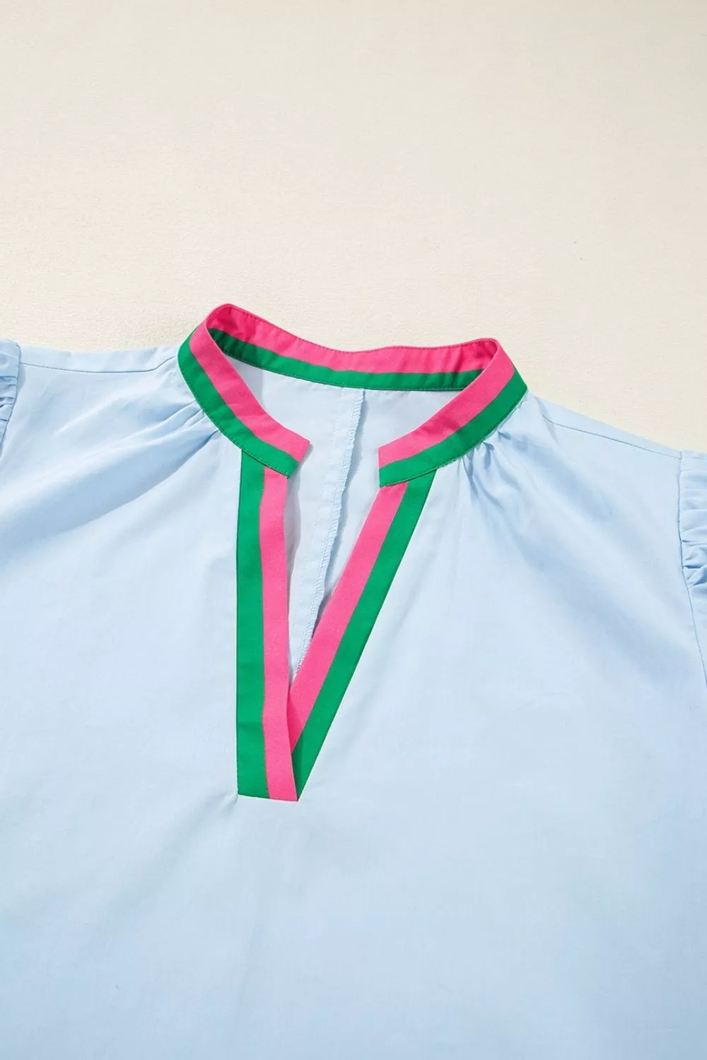 Puff Sleeve Mini Dress with Contrast Trim, image 6