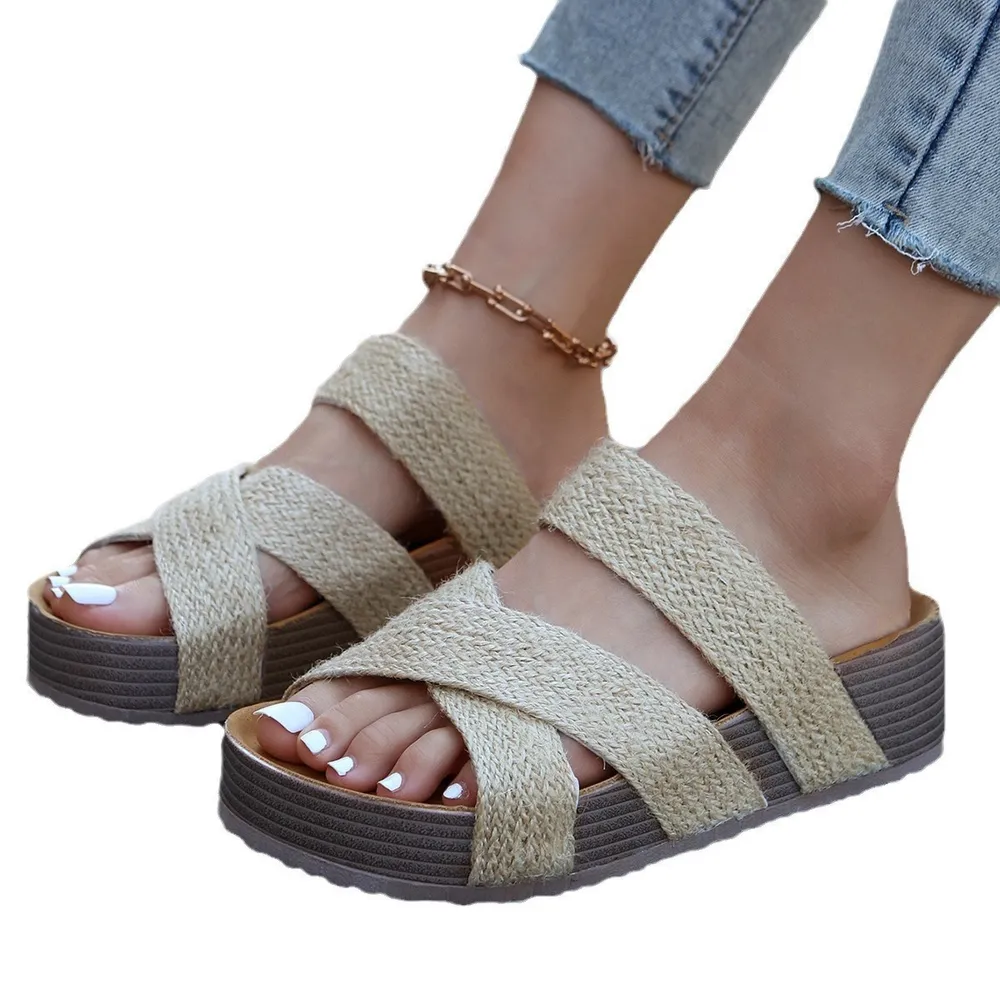 Crisscross Open Toe Platform Sandals, image 4