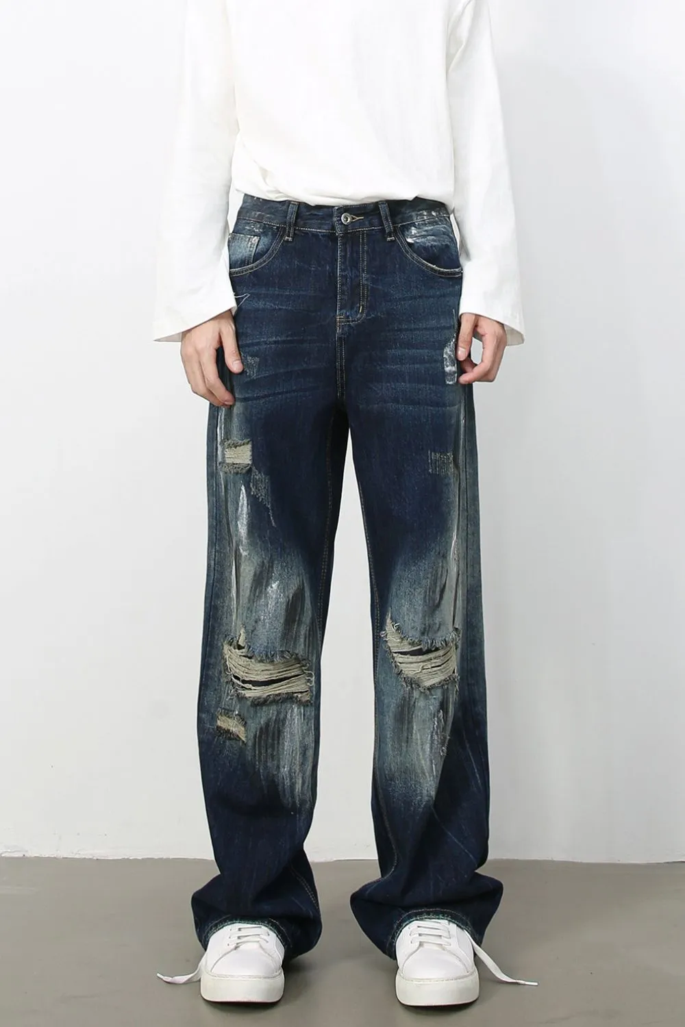Men's Distressed Jeans with Pockets, image 3