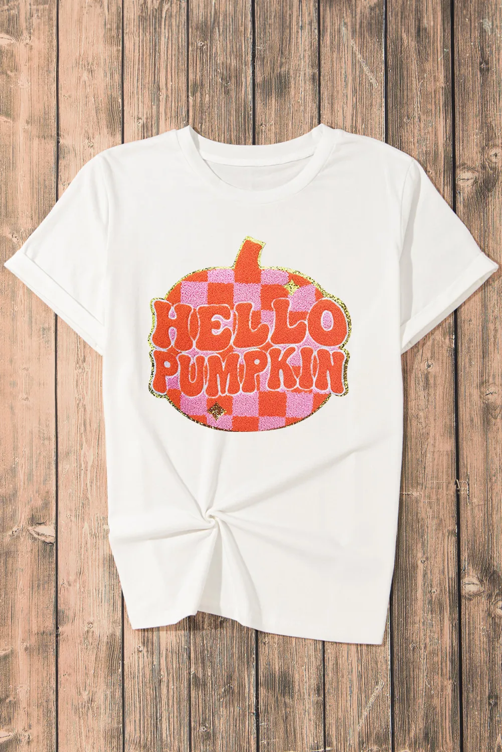 Pumpkin Round Neck Short Sleeve T-Shirt, image 2