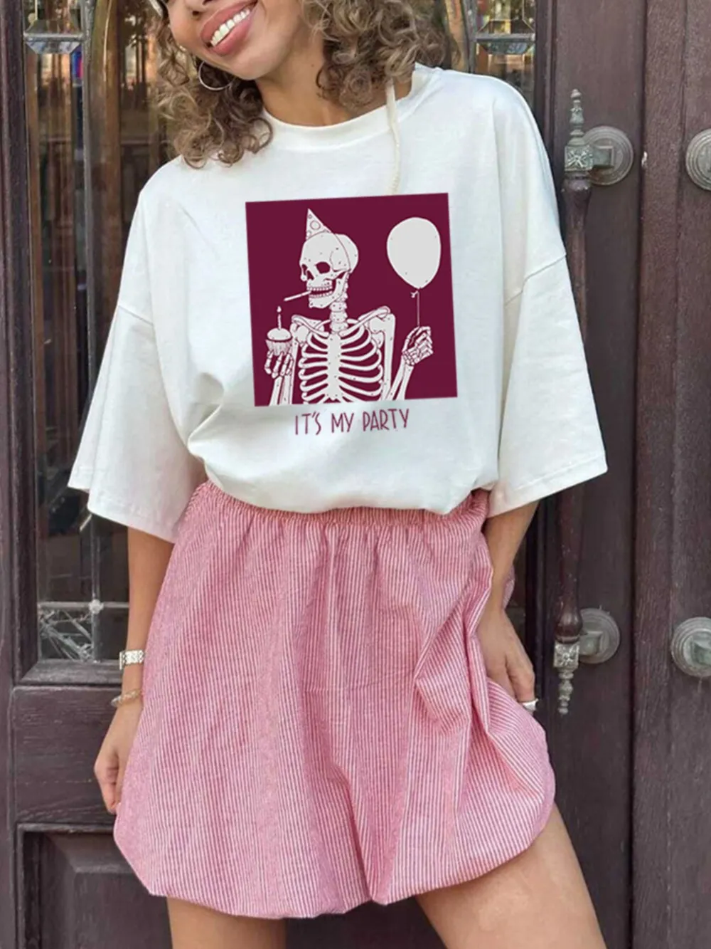 Plus Size Graphic Round Neck Half Sleeve T-Shirt, image 2