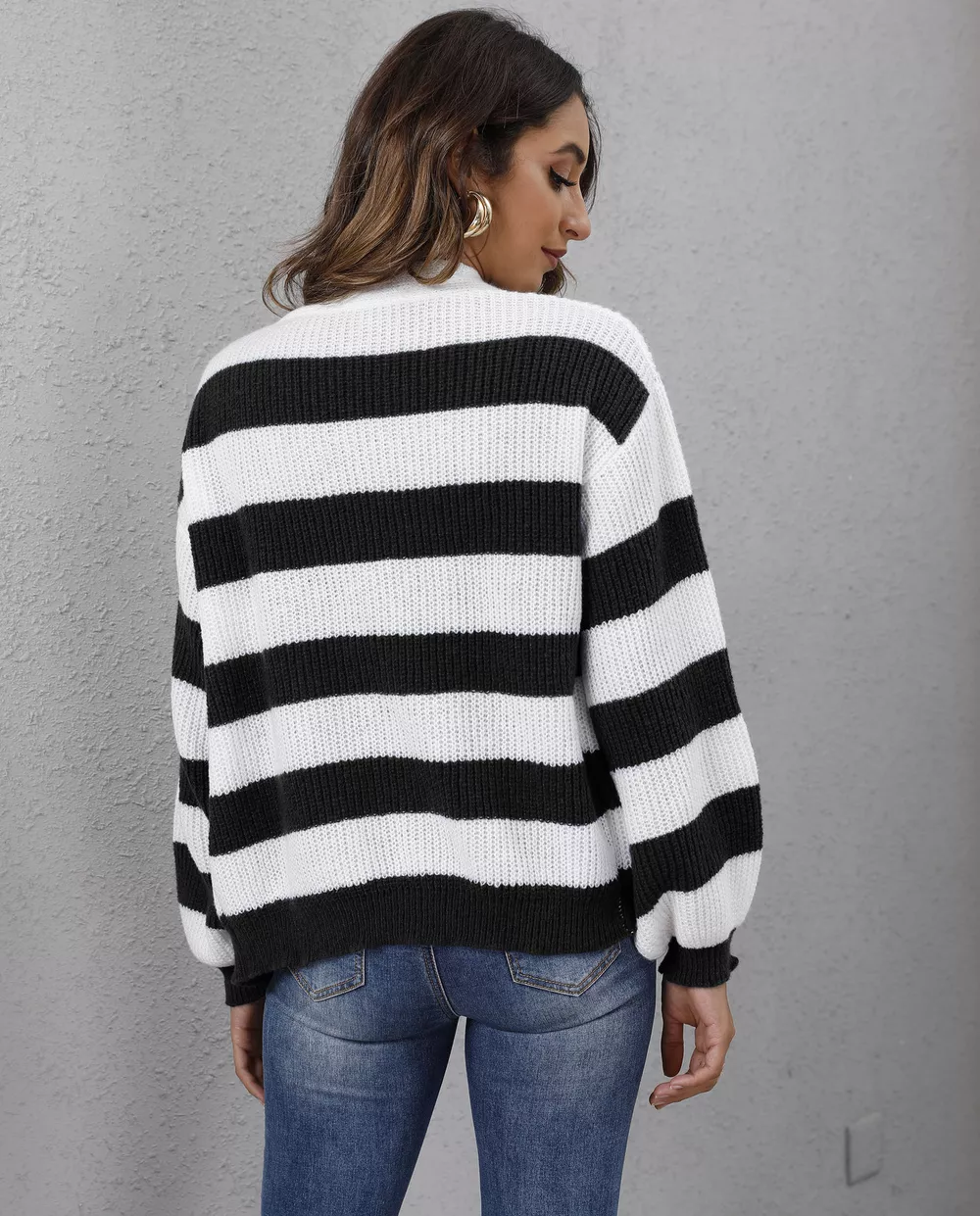 Striped Button-Up Long Sleeve Cardigan, image 4